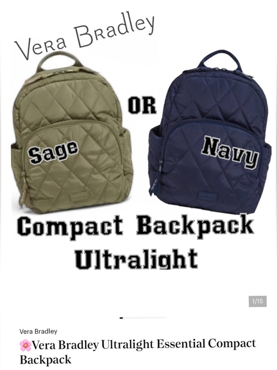 Vera Bradley Handbags - 🌸Vera Bradley Compact Essential Backpack in Ultralight